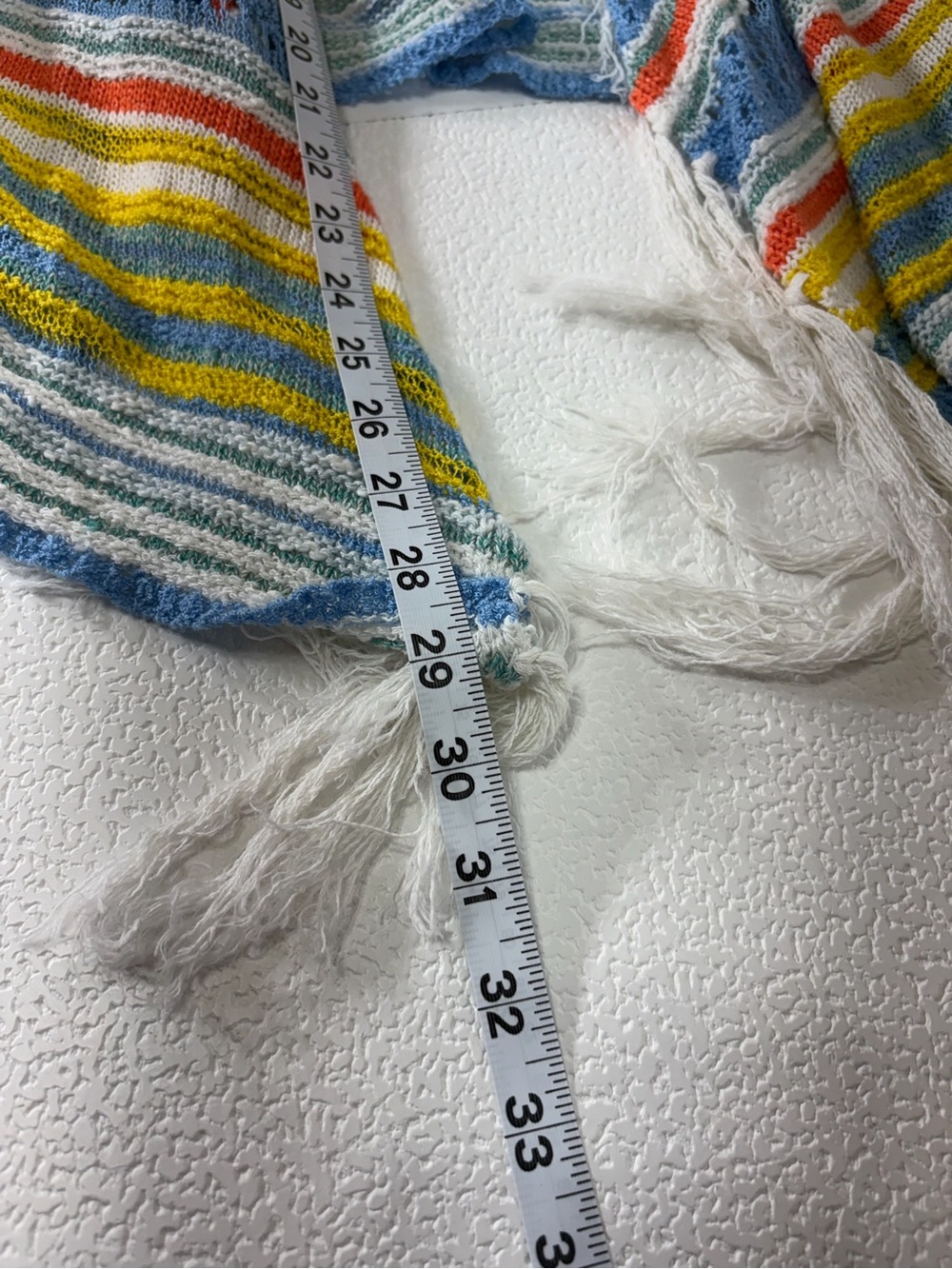 Ruby Rd. Multicolor Striped Fringe Open-Front Cardigan - Blue/Yellow/Red 3775 - Picture 10 of 10